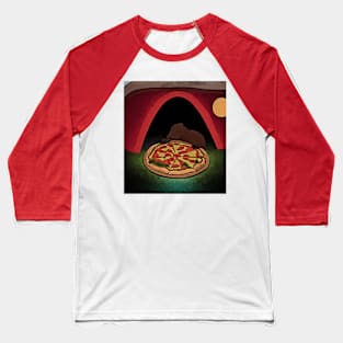 Watercolor groundhog by cave with pizza Baseball T-Shirt